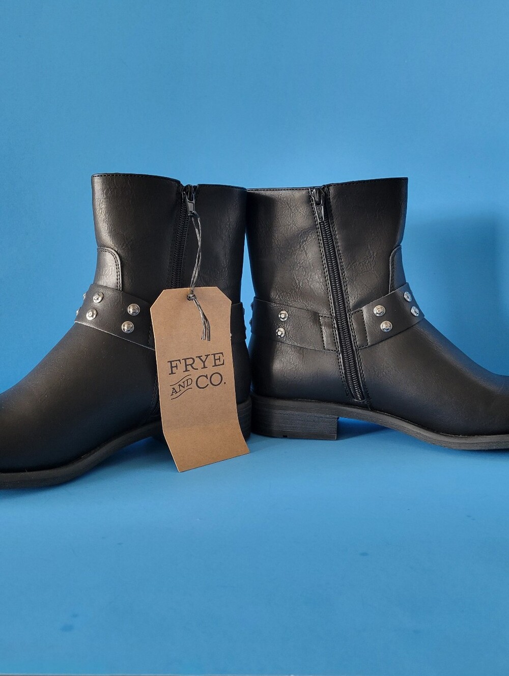 Frye & Co Heel Booties Boots Conley Woman's 9.5 M Black Side Zipper NWT New NIB - Picture 2 of 12